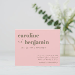 Mjuk Rosa Taupe Modern budgetbröllopsinbjudan