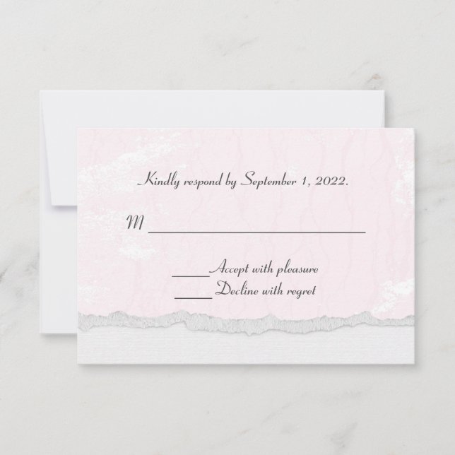 mjuk rosa textur med sönderriven kantkant RSVP OSA Kort (Framsida)