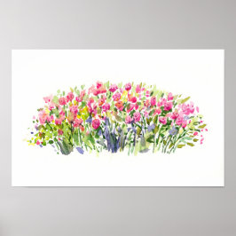 Mjuk Rosa Trädgårdsakrylmålning – Blommig Accent Poster