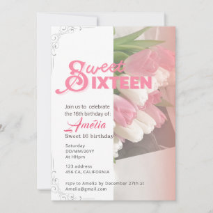 Mjuk rosa tulip elegant söt 16-inbjudan inbjudningar