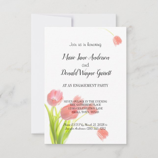 Mjuk Rosa Tulips-Förlovningsfest (Framsida)