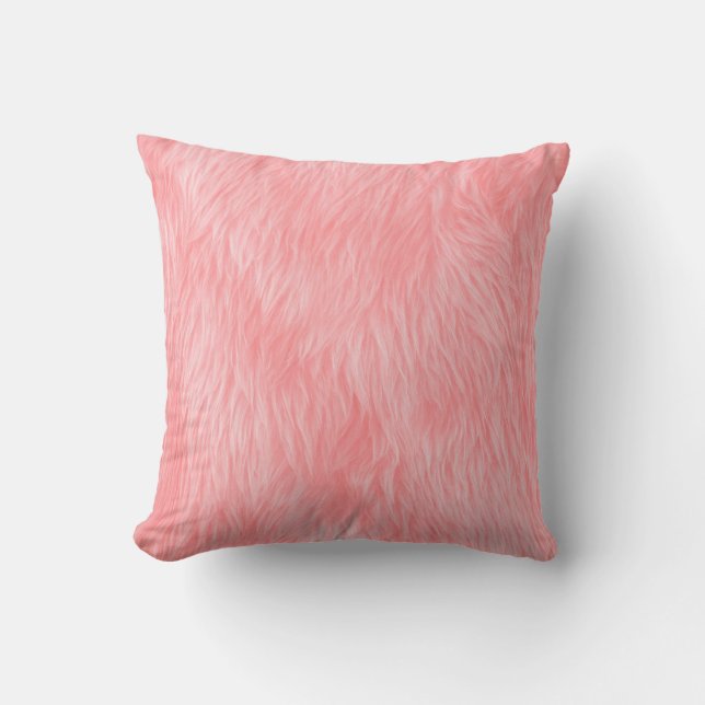 Mjuk Rosa Uol Päls Struktur Kudde (Framsida)