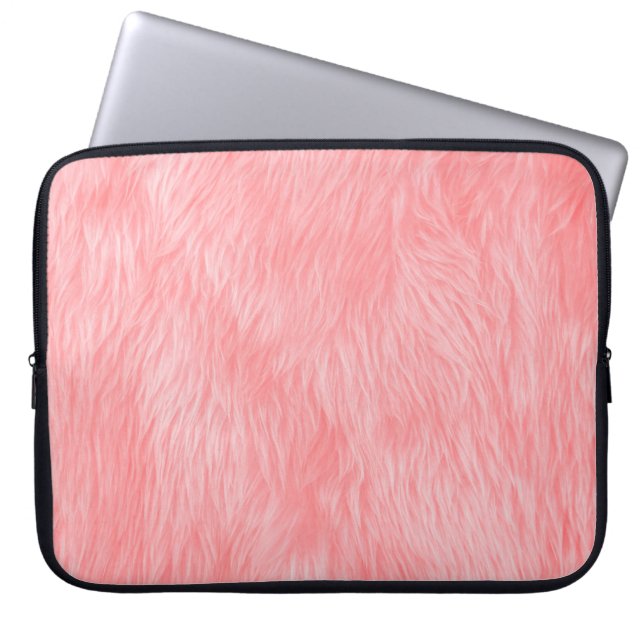 Mjuk Rosa Uol Päls Struktur Laptop Fodral (Framsidan)