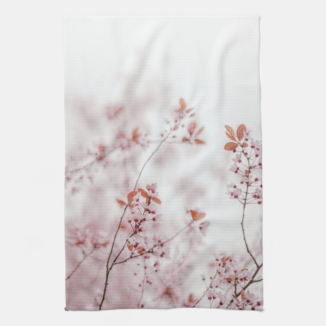 Mjuk Rosa Vårblommor, Minimal Floral Kökshandduk (Vertikal)