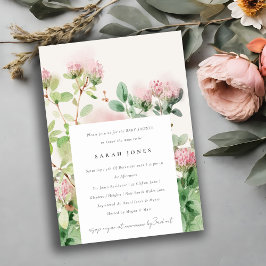 Mjuk Rosa Vattenfärgad Blommigt Garden Baby Shower Inbjudningar