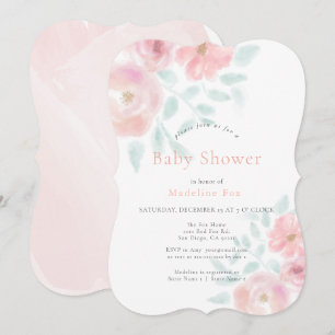 Mjuk Rosa Vattenfärgad Ro Babykläder Inbjudningar