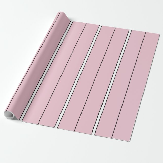 Mjuk rosa vertikal randig mönster Minimal Presentpapper (Utrullad)