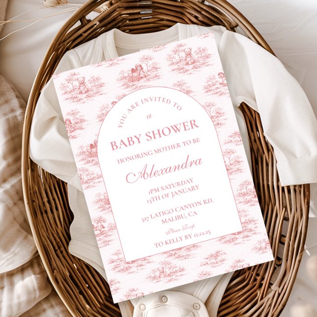 Mjuk Rosa Vintage-Babyfirande Inbjudningar (Skapare uppladdad)