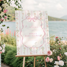 Mjuk Rosa Vintage Blommig Baby Shower Välkomstskyl