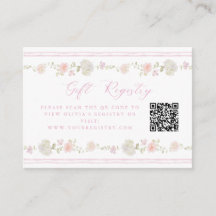 Mjuk Rosa Vintage Blommig Gåsteregister QR-kod