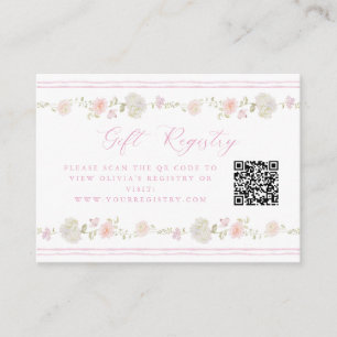 Mjuk Rosa Vintage Blommig Gåsteregister QR-kod Tilläggskort