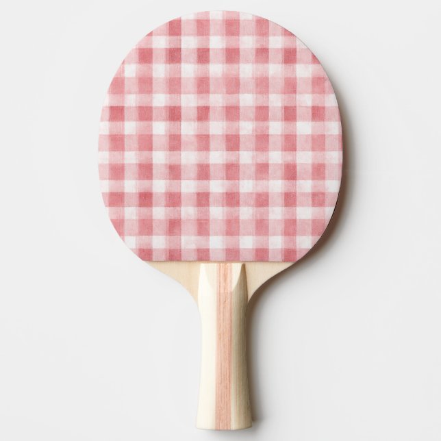 Mjuk Rosa Vit Rutig Randig Flickaktig Pingisracket (Framsidan)
