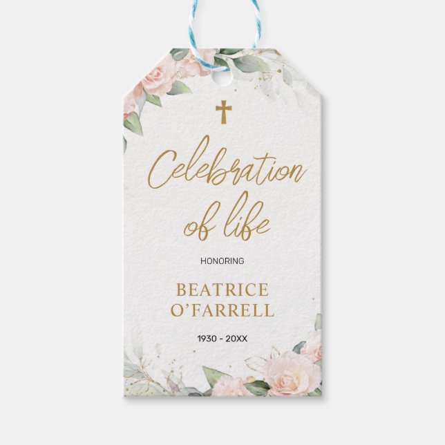 Mjuk Rosa Watercolor Flowers Firande Life Presentetikett (Framsidan)