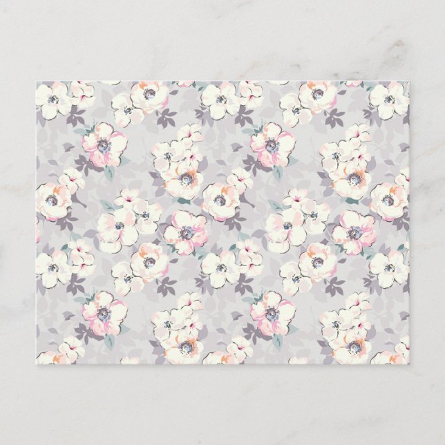 Mjuk Rosa Watercolor Mönster Helg Vykort (Framsida)