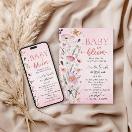 Mjuk Rosa Watercolor Wildblomma Baby Shower Inbjudningar