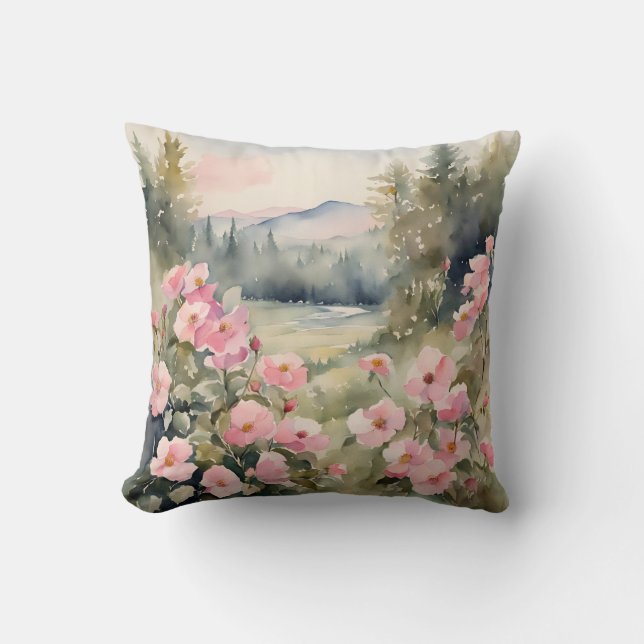 Mjuk Rosa Wildblomme Ro Nature Ligcape Kudde (Framsida)