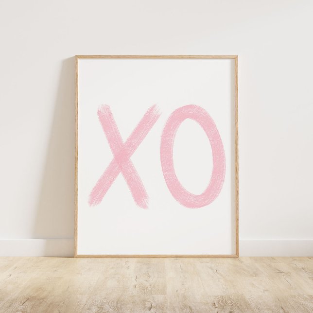 Mjuk Rosa XO Poster (A chalky brush style XO in soft pink, perfect for Valentine's Day decor.)