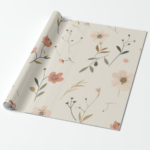 Mjuk rosablommig vildblomma Vintage Boho 70-tal  Presentpapper