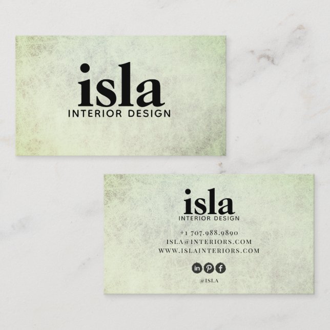 Mjuk Salvia Textur Inredningsdesigner Visitkort (Fram/baksida)