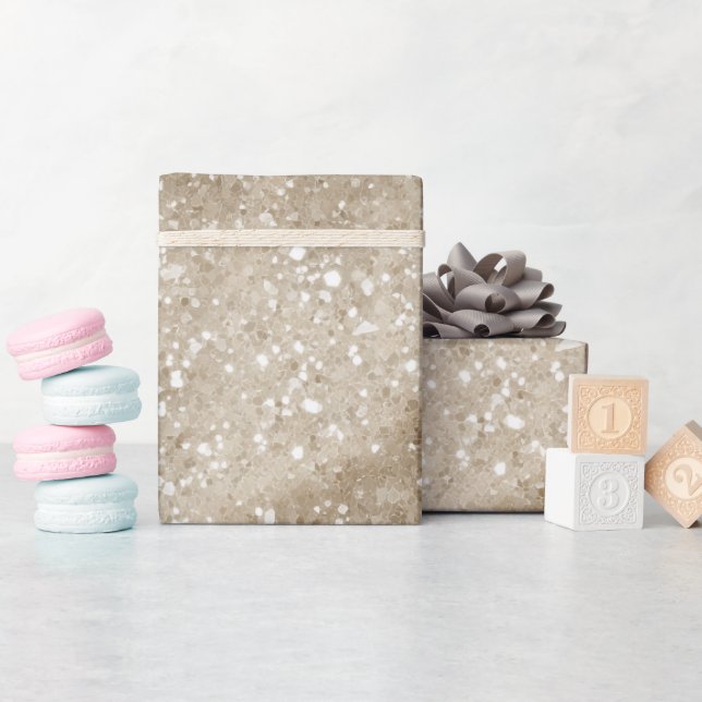 Mjuk sand beige kräm glittermönster presentpapper (Baby Shower)