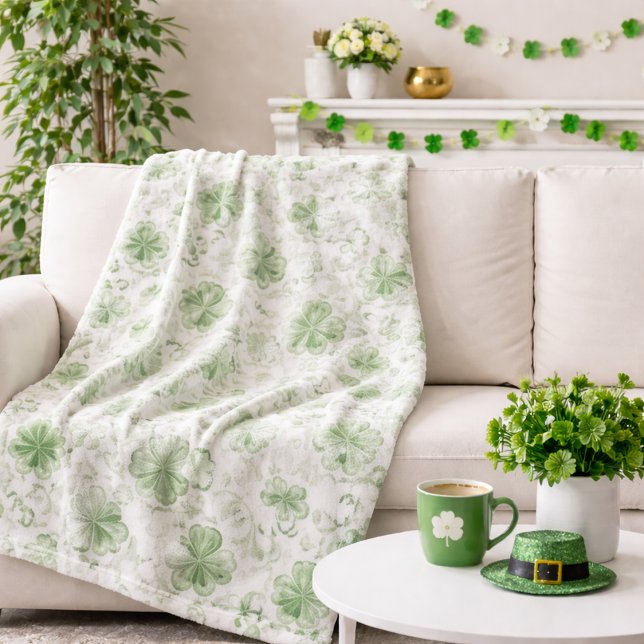 Mjuk Shamrock viskar i salvia grön Fleecefilt (Skapare uppladdad)