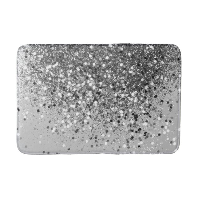 Mjuk Silver Grått Glitter #1 Badrumsmatta (Framsidan)