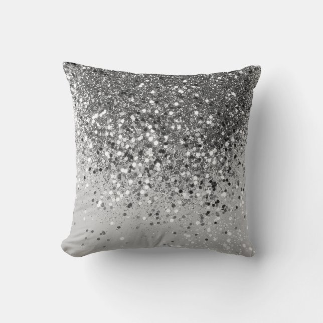Mjuk Silver Grått Glitter #1 Kudde (Framsida)