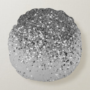 Mjuk Silver Grått Glitter #1 Rund Kudde