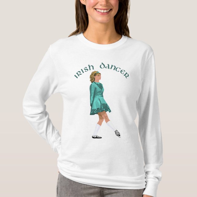 Mjuk sko irländsk dansare i turkos tee shirt (Framsida)