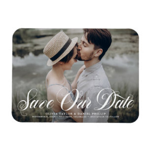 Mjuk skriptSpara - vårt överlagringsfoto för datum Magnet