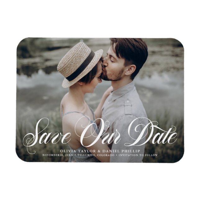 Mjuk skriptSpara - vårt överlagringsfoto för datum Magnet (Horisontell)