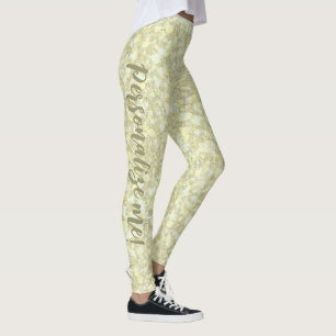 Mjuk solljus, Gult, ANPASSNINGSBAR Glitter Leggings
