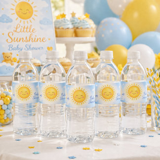 Mjuk Solsken Himmel Moln Baby Shower Flasketikett Vattenflaskor Etikett