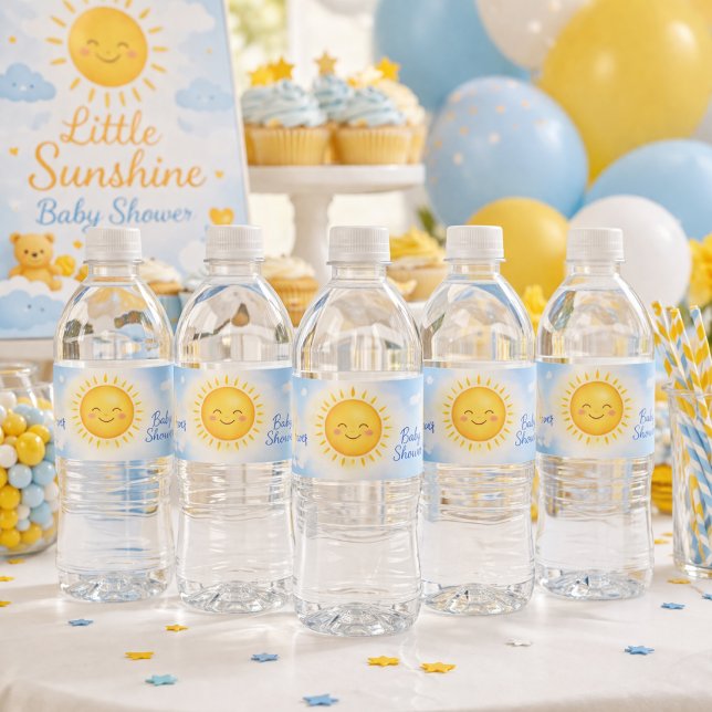 Mjuk Solsken Himmel Moln Baby Shower Flasketikett Vattenflaskor Etikett (Skapare uppladdad)