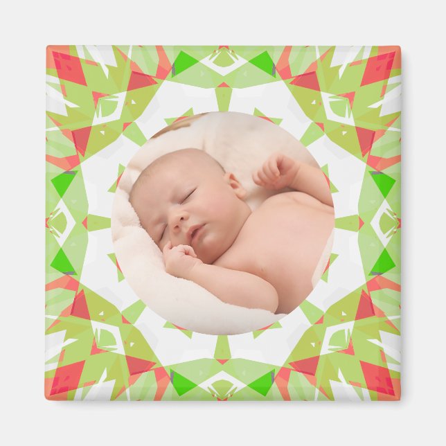 Mjuk Söt Grönt Anpassningsbar Julfoto Bild Magnet (Framsidan)