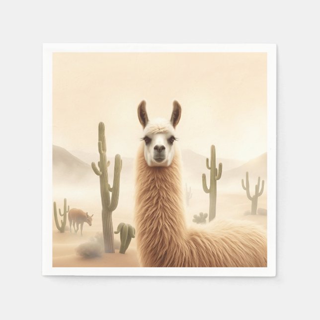 Mjuk spand Llama med Cactus Flow Pappersservett (Framsidan)