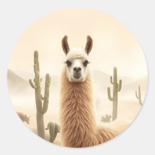 Mjuk spand Llama med Cactus Flow Runt Klistermärke