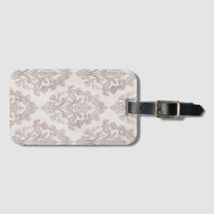 Mjuk Taupe Damask Vattenfärg Klassisk Blommig Bagagebricka