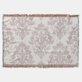 Mjuk Taupe Damask Vattenfärg Klassisk Blommig Filt