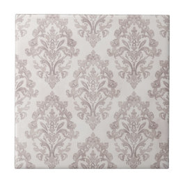 Mjuk Taupe Damask Vattenfärg Klassisk Blommig Kakelplatta