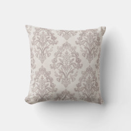 Mjuk Taupe Damask Vattenfärg Klassisk Blommig Kudde