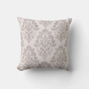 Mjuk Taupe Damask Vattenfärg Klassisk Blommig Kudde
