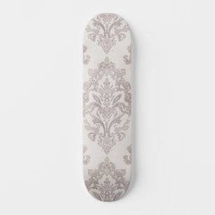 Mjuk Taupe Damask Vattenfärg Klassisk Blommig Mini Skateboard Bräda 18,5 Cm