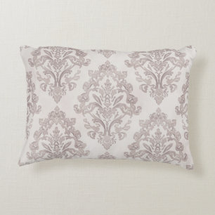 Mjuk Taupe Damask Vattenfärg Klassisk Blommig Prydnadskudde