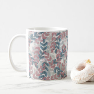 Mjuk Taupe & Dämpad Marin Blå Murgröna Blommor Kaffemugg