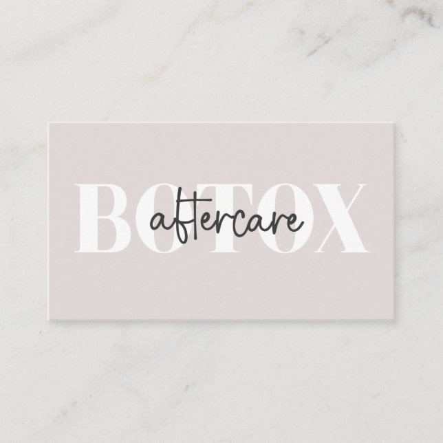 Mjuk Taupe Minimal Botox Eftervårdsguide Visitkort (Framsida)