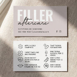 Mjuk Taupe Minimal Filler Eftervårdsguide Visitkort
