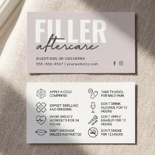 Mjuk Taupe Minimal Filler Eftervårdsguide Visitkort