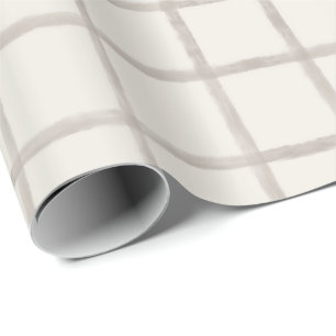 Mjuk Taupe Vattenfärg Rutigt Mönster Presentpapper