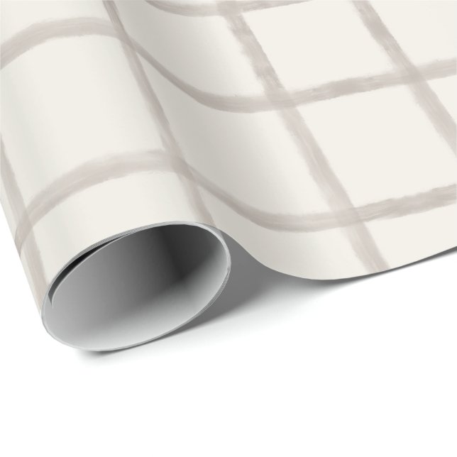Mjuk Taupe Vattenfärg Rutigt Mönster Presentpapper (Rullad Hörn)